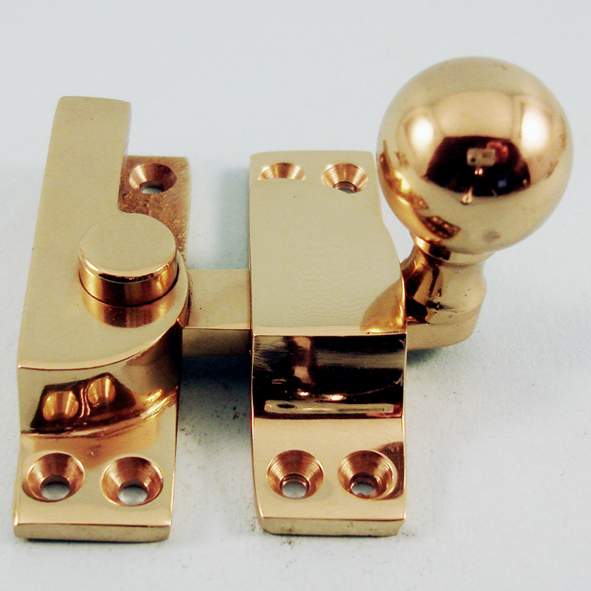 THD105/PB • Non-Locking • Polished Brass • Straight Arm Ball Knob Sash Fastener